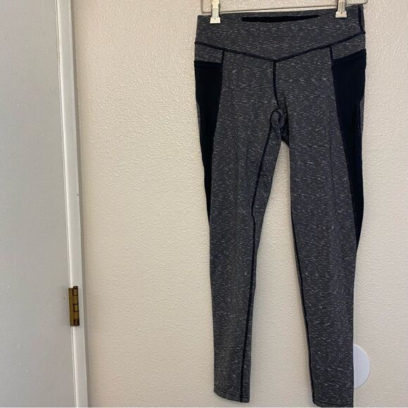 Lucy tech compression yoga leggings pockets zipper drawstring Heathered gray-S - Picture 2 of 15